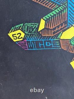 Vintage 1970s Psychedelic Dragon Poster Escher Style Blacklight Art 29x23