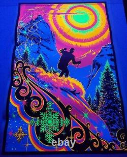 Vintage 1970s SUNRISE SKIER Psychedelic Blacklight Poster AA Sales