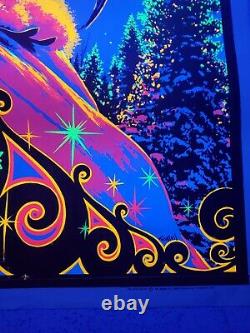 Vintage 1970s SUNRISE SKIER Psychedelic Blacklight Poster AA Sales