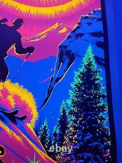 Vintage 1970s SUNRISE SKIER Psychedelic Blacklight Poster AA Sales