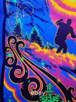 Vintage 1970s SUNRISE SKIER Psychedelic Blacklight Poster AA Sales