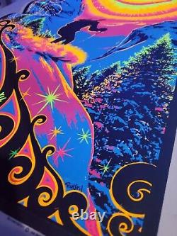 Vintage 1970s SUNRISE SKIER Psychedelic Blacklight Poster AA Sales