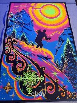 Vintage 1970s SUNRISE SKIER Psychedelic Blacklight Poster AA Sales