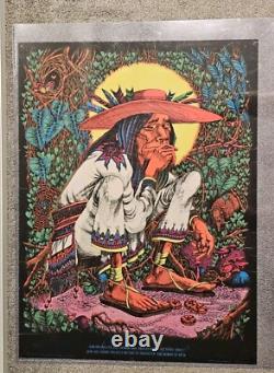 Vintage 1970s San Mezcalito Blacklight Headshop Stoner Toker Poster 28x21