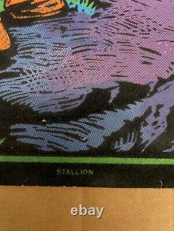 Vintage 1970s Western Graphics Stallion Blacklight Poster Cat #350 Rolled