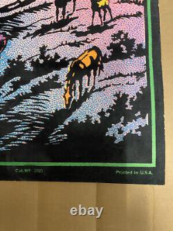 Vintage 1970s Western Graphics Stallion Blacklight Poster Cat #350 Rolled