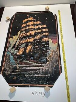 Vintage 1970s black light poster Pirate Ghost Ship 32 X 21 thoroughly enjoyed