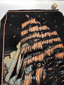 Vintage 1970s black light poster Pirate Ghost Ship 32 X 21 thoroughly enjoyed