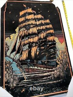 Vintage 1970s black light poster Pirate Ghost Ship 32 X 21 thoroughly enjoyed