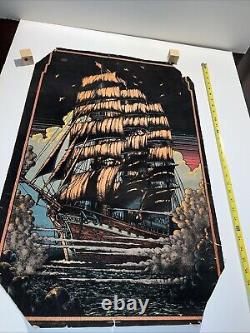 Vintage 1970s black light poster Pirate Ghost Ship 32 X 21 thoroughly enjoyed