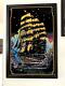 Vintage 1970s Black Light Poster Pirate Ship 23x35