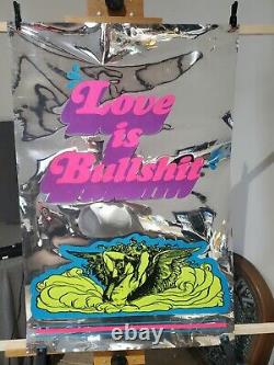 Vintage 1971 Four Posters People Love Is Bullshit Black Light Poster Ships Free