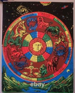 Vintage 1971 Houston blacklight & Poster Zodiac Rare #1 Of 6 In Set