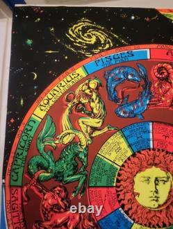 Vintage 1971 Houston blacklight & Poster Zodiac Rare #1 Of 6 In Set