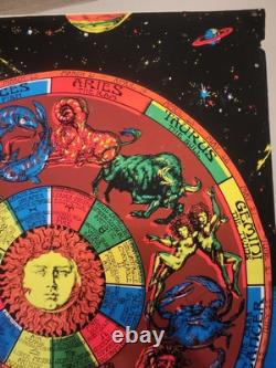 Vintage 1971 Houston blacklight & Poster Zodiac Rare #1 Of 6 In Set