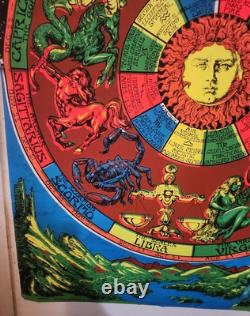 Vintage 1971 Houston blacklight & Poster Zodiac Rare #1 Of 6 In Set