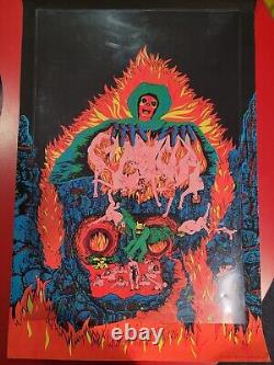 Vintage 1971 Original Pro Arts Inferno Hell Blacklight Poster 28 X 42
