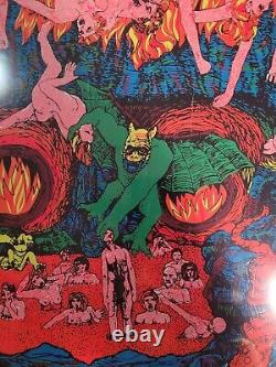 Vintage 1971 Original Pro Arts Inferno Hell Blacklight Poster 28 X 42