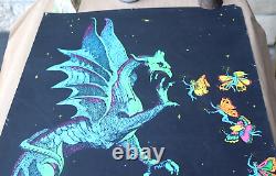 Vintage 1971 Phantasy Encounter Black Light Poster Richard Frickman Dragon Fairy