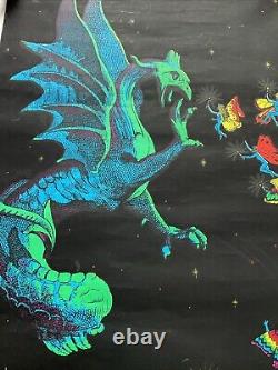 Vintage 1971 Phantasy Encounter Black Light Poster Richard Frickman Dragon Fairy