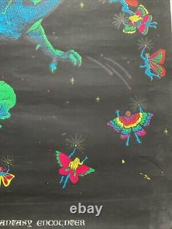 Vintage 1971 Phantasy Encounter Black Light Poster Richard Frickman Dragon Fairy