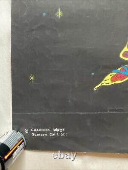 Vintage 1971 Phantasy Encounter Black Light Poster Richard Frickman Dragon Fairy