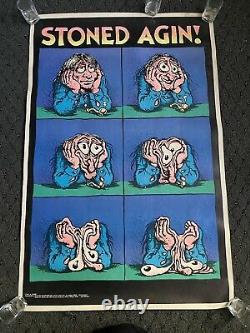 Vintage 1971 R Crumb Stoned Again Blacklight Poster Hippie Headshop Weed Culture