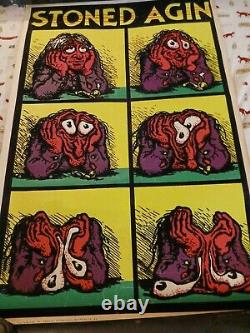 Vintage 1971 R Crumb Stoned Again Blacklight Poster Velvet 1st Generation