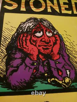 Vintage 1971 R Crumb Stoned Again Blacklight Poster Velvet 1st Generation