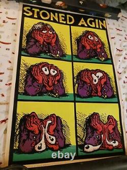 Vintage 1971 R Crumb Stoned Again Blacklight Poster Velvet 1st Generation