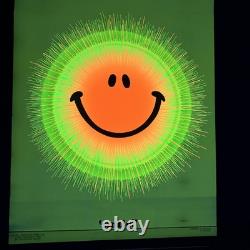 Vintage 1971 SMILE Sunburst BlackLight Poster Synthetic Trips McCully 27x21 NOS
