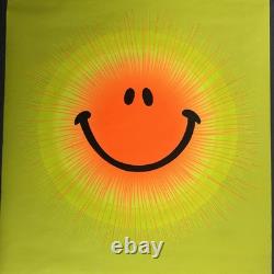 Vintage 1971 SMILE Sunburst BlackLight Poster Synthetic Trips McCully 27x21 NOS