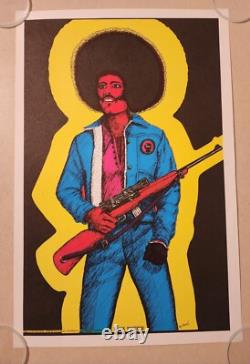 Vintage 1972 Black Panther Salesman Sample Blacklight Poster