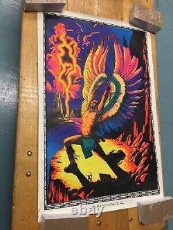 Vintage 1972 Blacklight Poster Indian Chief psychedelic hippie