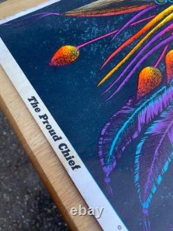 Vintage 1972 Indian Chief AA Sales Blacklight Poster Felt Velvet 17 x 11.25