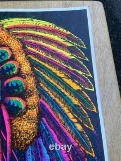 Vintage 1972 Indian Chief AA Sales Blacklight Poster Felt Velvet 17 x 11.25