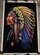 Vintage 1972 Indian Chief By Funky Enterprises Flocked Blacklight Poster #131