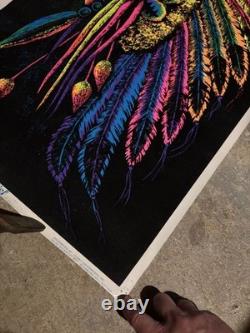 Vintage 1972 Indian Chief by Funky Enterprises Flocked Blacklight Poster #131