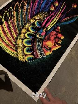 Vintage 1972 Indian Chief by Funky Enterprises Flocked Blacklight Poster #131