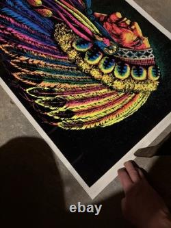 Vintage 1972 Indian Chief by Funky Enterprises Flocked Blacklight Poster #131