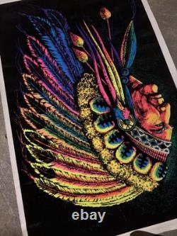 Vintage 1972 Indian Chief by Funky Enterprises Flocked Blacklight Poster #131