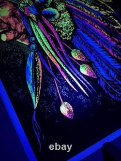 Vintage 1972 Indian Chief by Funky Enterprises Flocked Blacklight Poster #131