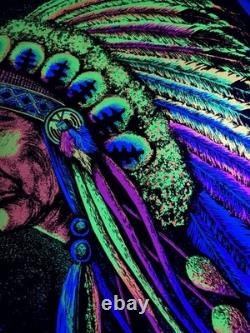 Vintage 1972 Indian Chief by Funky Enterprises Flocked Blacklight Poster #131