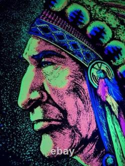Vintage 1972 Indian Chief by Funky Enterprises Flocked Blacklight Poster #131