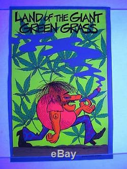 Vintage 1972 LAND OF THE GIANT GREEN GRASS Blacklight Poster 11.5X17.5 Very RARE