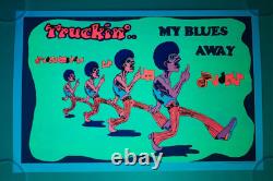 Vintage 1972 Truckin' My Blues Away Blacklight Poster