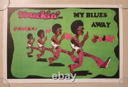 Vintage 1972 Truckin' My Blues Away Blacklight Poster