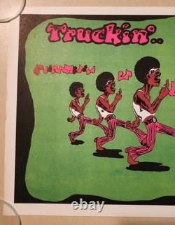 Vintage 1972 Truckin' My Blues Away Blacklight Poster