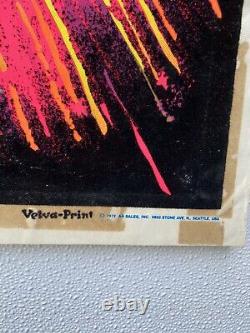 Vintage 1972 Velva-Print Fire Dragon PP416 Black Light Poster Velvet 23x35