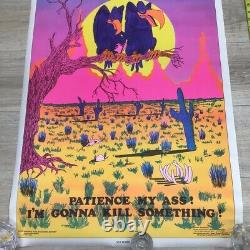 Vintage 1972 Vultures Blacklight Poster Patience My A Kill Something Original